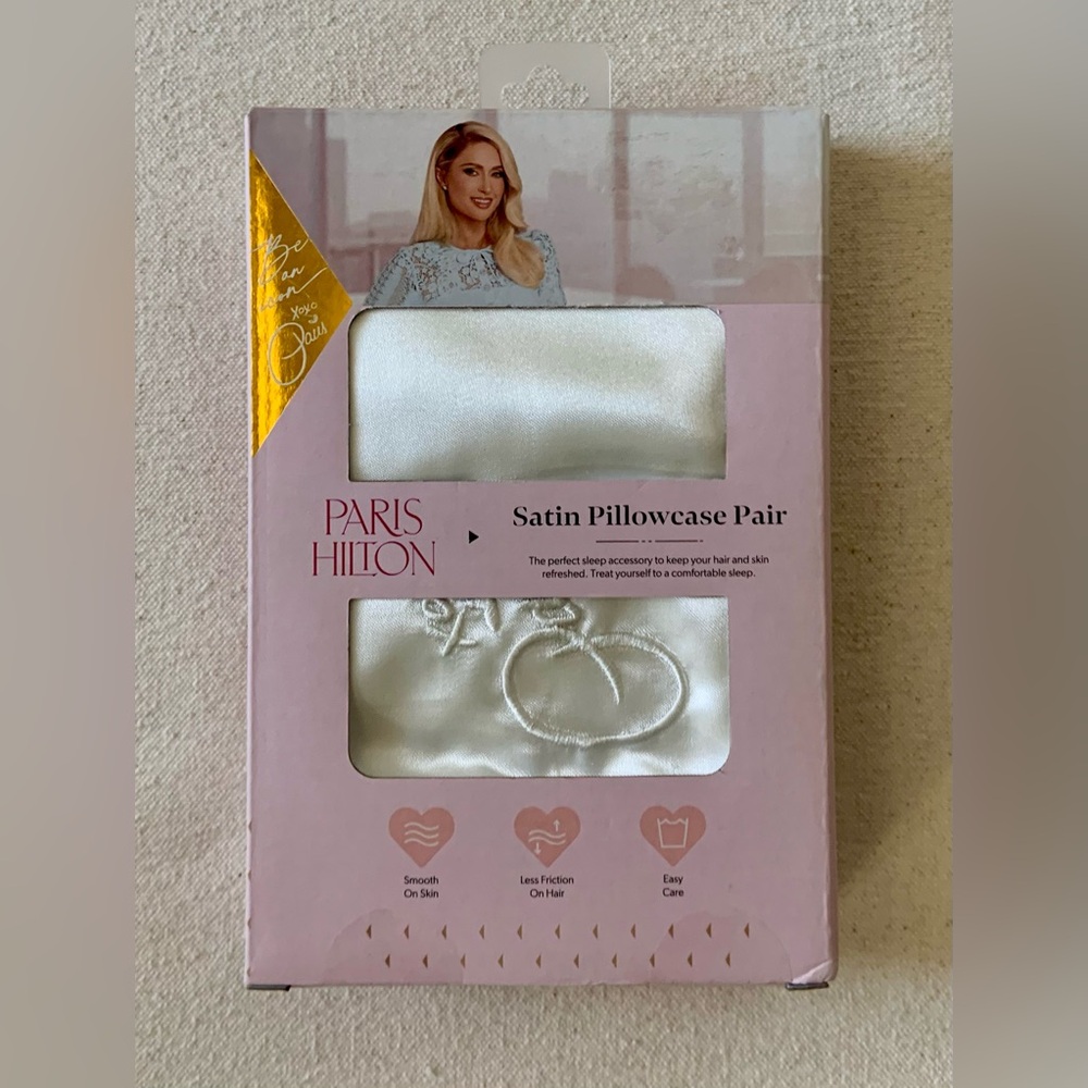 Paris Hilton Satin Pillowcase Pair ~ Color: Cloud Dancer * NIB - Picture 6 of 10